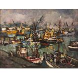 George Enslin, CAPE TOWN HARBOUR , signed and dated '59, oil on canvas, 45 by 60cm