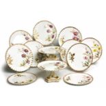 AN EDWIN J.D. BODLEY 'FLORAL' PATTERN PART DESSERT SERVICE, CIRCA 1880 each variously painted with a