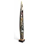 Cecil Edwin Frans Skotnes, TOTEM, carved and incised and painted wood panel, height: 74cm (excluding