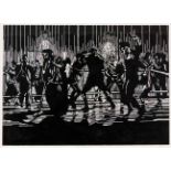 Zolani Siphungela, THE COMING, linocut, signed, dated 13, numbered 1/10 and inscribed with the title