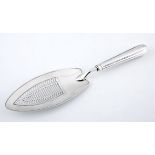 A LATE GEORGIAN SILVER FISH SLICE, WILLIAM ELEY & WILLIAM FEARN, LONDON the blade pierced with a