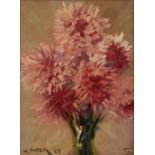Willem Hermanus Coetzer STILL LIFE WITH FLOWERS signed and dated 65 oil on board 39 by 29cm