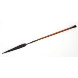 A ZULU SPEAR with inter woven copper and metal collar condition: end of shaft seriously burned