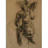 Gregoire Johannes Boonzaier STANDING NUDE signed and dated 1954 charcoal on paper 75 by 56cm