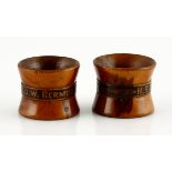 Bermuda Boer P.O.W. Serviette Rings 1902 Diameter: 3,7cm. Height: 4,5cm. A pair of matching highly