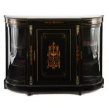 A VICTORIAN, EBONISED AND ORMOLU-MOUNTED DISPLAY CABINET, LATE 19TH CENTURY the D-shaped