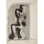 Eli Ilan DESIGN FOR A SCULPTURE signed and dated '61 charcoal on paper 70 by 50cm, unframed
