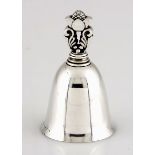 A DANISH SILVER TABLE BELL, GEORG JENSEN impressed makers mark, Sterling, Denmark and numbered