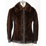 A DARK BROWN LEATHER AND MINK JACKET A great vintage jacket in perfect condition. Trimmed in dark