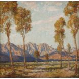 Edward Roworth SPRING LANDSCAPE signed and dated 1949 oil on panel 51 by 51cm