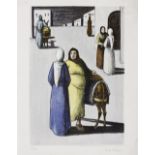 Ludwig Schwerin CONVERSATIONS IN THE COURTYARD lithograph printed in colours, signed and numbered