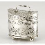 A DUTCH SILVER TEA CADDY, MAKERS MARK B.M.L., AMSTERDAM, 18TH CENTURY the casket-shaped tea caddy