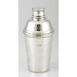 AN ART DECO SILVER COCKTAIL SHAKER, EDWARD BARNARD & SONS LTD., LONDON, of typical form, 374g,