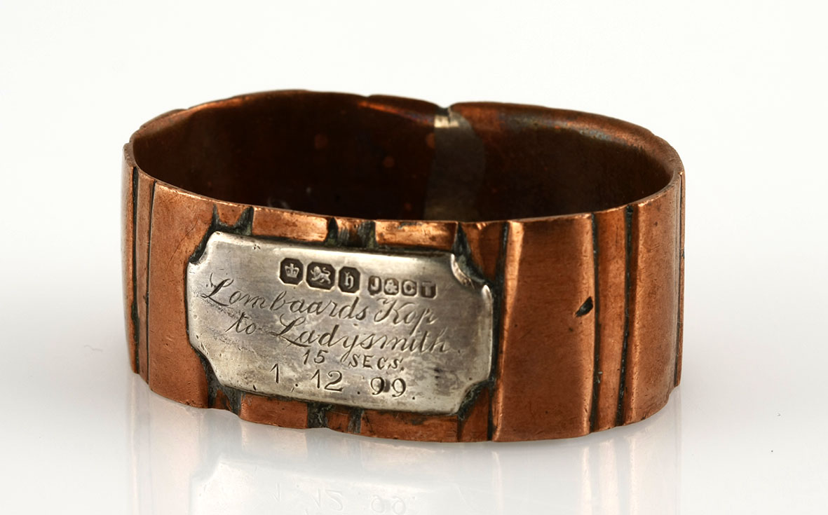 Anglo-Boer War Trench Art Serviette Ring Ladysmith: 1899 Diameter: 4cm. Manufactured from a copper