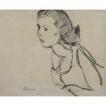 Jean Max Friedrich Welz PORTRAIT OF A GIRL signed pencil on paper 16 by 20cm
