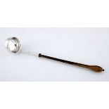 AN EARLY GEORGIAN SILVER TODDY LADLE, ROBERT LUCAS, LONDON, the circular bowl, applied with a