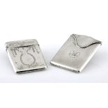 AN EDWARDIAN SILVER CARD CASE, INDECIPHERABLE MAKERS MARK, BIRMINGHAM, the rectangular body with