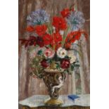 Adelio Zagni Zeelie STILL LIFE WITH FLOWERS signed and dated 1969 oil on board 89,5 by 50,5cm