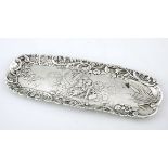 A VICTORIAN SILVER PEN TRAY, LEVI & SALAMAN, BIRMINGHAM, the rectangular body with rounded edges,