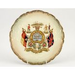 Anglo-Boer War Patriotic Plate 1900 with maker's mark Diameter: 24cm. Gold edged cream china-plate