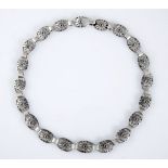 A DANISH SILVER NECKLACE, POSSIBLY JOHN LAURITZEN designed as a series of oval links centred with