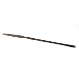 A ZULU SPEAR with woven collar condition: Blackwood shaft, deep 10cm crack and small cracks on