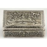A CONTINENTAL SILVER JEWLLERY BOX, POSSIBLY INDIAN the rectangular body chased with scrolling