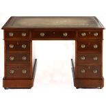 A VICTORIAN MAHOGANY PEDESTAL DESK, LATE 19TH CENTURY the rectangular top with a leather-inset