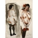 Moshe Gat NUDE STUDY signed mixed media on paper 70 by 49,5cm, unframed