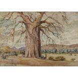 Erich (Ernst Karl) Mayer TREE IN A LANDSCAPE signed and dated 1949 watercolour on paper 24 by 34cm