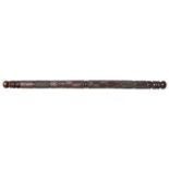 A WOODEN STAFF, POSSIBLY MAKONDE the staff carved throughout with geometric designs 64cm long
