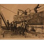 Dorothy Kay (South African 1886--1964) BOAT DRILL etching, signed and inscribed with the title in