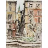 Terence John McCaw (South African 1913--1978) PIAZZA NAVONA, ROME signed, a private preview