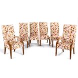 A SET OF SIX HIGH BACK UPHOLSTERED DINING CHAIRS MANUFACTURED BY PIERRE CRONJE, LATE 20TH CENTURY