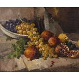 Felice Giordano (Italian 1880--1964) STILL LIFE OF FRUIT signed oil on board 48 by 58cm