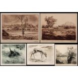 Johannes Blatt (South African 1905--1972) BY WINDHOEK, S.W.A., five etching, each signed and