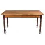 A CAPE STINKWOOD AND YELLOWWOOD TABLE the rectangular rounded top above a plain frieze, on ring-