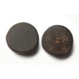 A PAIR OF ZULU WOODEN EARPLUGS (2)