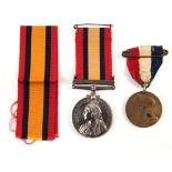 AN ANGLO BOER WAR QUEEN'S SOUTH AFRICA SIEGE OF MAFEKING MEDAL with extra ribbon; and A World War