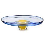 ADAM JABLONSKI (1936-): A POLARIS GLASS TAZZA, 2002 the oval dish of clear glass with slight blue
