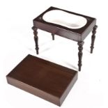 A GEORGIAN ROSEWOOD COMMODE the loose rectangular top enclosing a kidney-shaped ceramic bowl, on