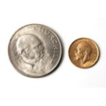 A 1911 GOLD SOVEREIGN and A 1965 British Crown Winston Chruchill (2)