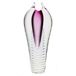 A SKRDLOVICE PINK AND CLEAR-GLASS 'CONTROLLED BUBBLE' TEARDROP VASE, DESIGNED BY PAVEL JUDA, 1985
