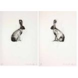 Candice Dawn Blignaut (South African 1974 --) BUNNY 1 & 2 Monotype to digital lithograph, signed and