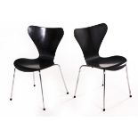 A PAIR OF DANISH SERIES 7 BLACK-VENEERED SIDE CHAIRS DESIGNED BY ARNE JACOBSEN IN 1955 FOR FRITZ