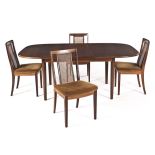 A BURMESE TEAK DININGROOM SUITE MANUFACTURED BY G-PLAN, 1960s comprising: an extending dining