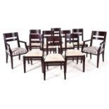 A SET OF SIX MAHOGANY SIDE CHAIRS MANUFACTURED BY PIERRE CRONJE, LATE 20TH CENTURY each curved top