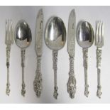 A SET OF VICTORIAN SILVER APOSTLE CUTLERY, MARTIN, HALL & CO, SHEFFIELD, 1859 comprising: 9 fruit