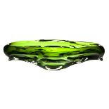 A SKRDLOVICE GREEN AND CLEAR-GLASS BOWL, DESIGNED BY JAN BARANEK, 1959 of organic ovoid outline, the