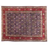 A TABRIZ CARPET, PERSIA, MODERN the deep indigo-blue field with an overall design of stylised